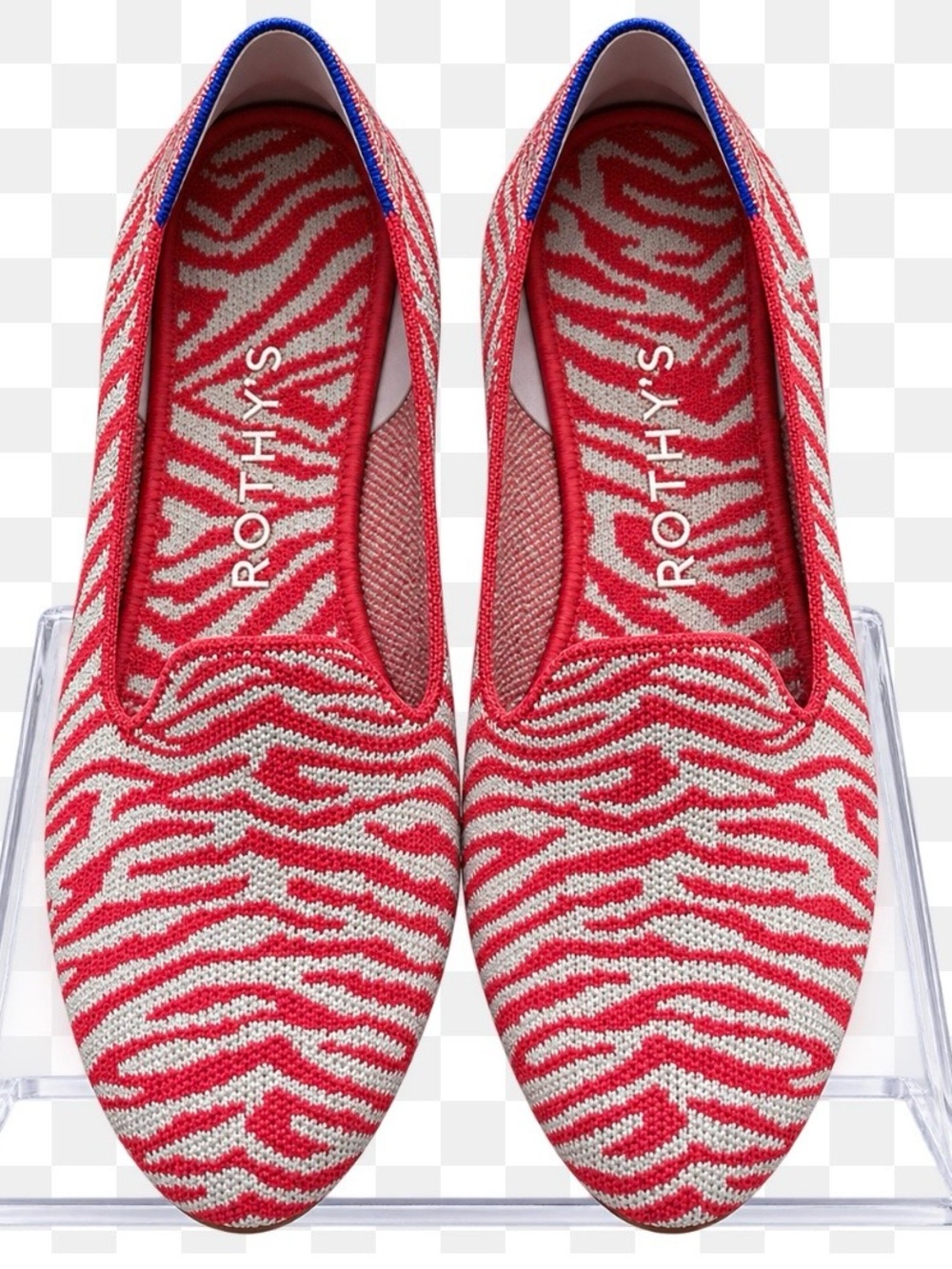 Rothy's Red and White Zebra Print Flats